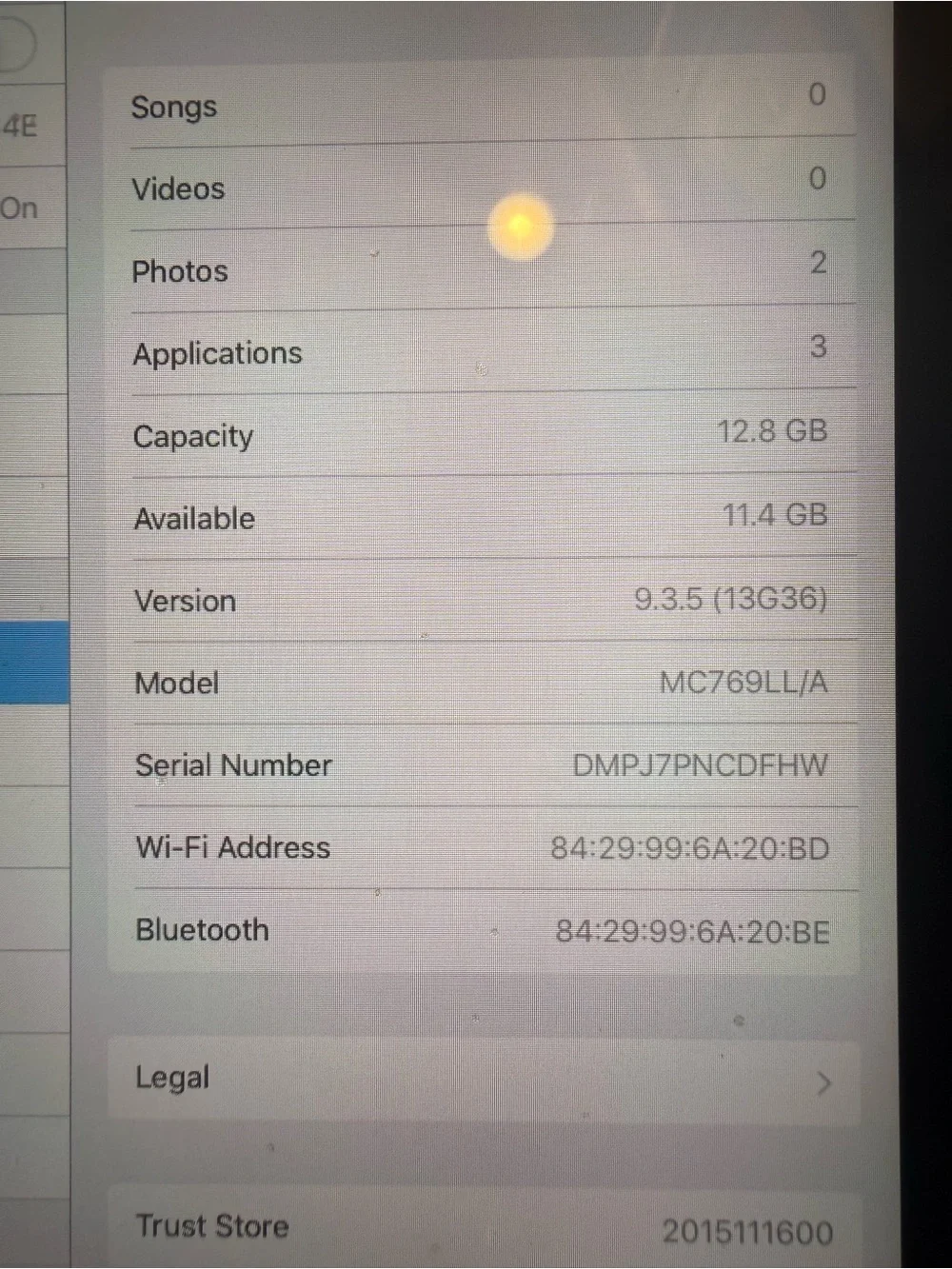 Apple iPad Silver Rear Panel with 16GB Marking
